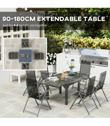 Versatile Seven-Piece Dining Set with Expandable Table for 4-6 People