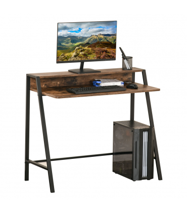 Writing Desk Computer Workstation Storage Shelf Color Rustic Brown