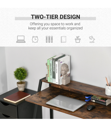 Writing Desk Computer Workstation Storage Shelf Color Rustic Brown