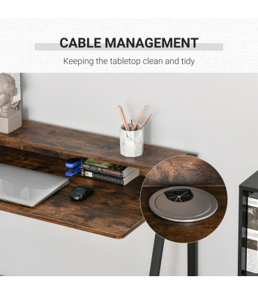 Writing Desk Computer Workstation Storage Shelf Color Rustic Brown