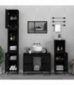 vidaXL 3 Piece Bathroom Furniture Set Black Engineered Wood