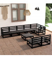 vidaXL 9 Piece Garden Lounge Set Black Solid Pinewood