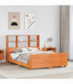 vidaXL Bookcase Bed without Mattress Wax Brown 120x190 cm Small Double Solid Wood