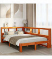 vidaXL Bookcase Bed without Mattress Wax Brown 120x190 cm Solid Wood Pine