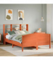 vidaXL Bookcase Bed without Mattress Wax Brown 120x200cm Solid Wood Pine