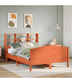 vidaXL Bookcase Bed without Mattress Wax Brown 135x190 cm Double Solid Wood Pine