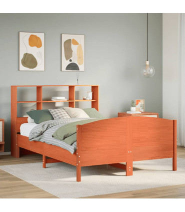 vidaXL Bookcase Bed without Mattress Wax Brown 135x190 cm Double Solid Wood Pine