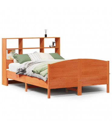 vidaXL Bookcase Bed without Mattress Wax Brown 135x190 cm Double Solid Wood Pine