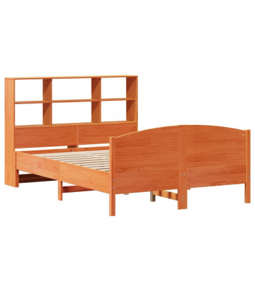 vidaXL Bookcase Bed without Mattress Wax Brown 135x190 cm Double Solid Wood Pine