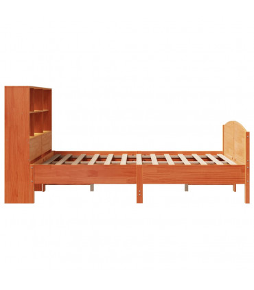 vidaXL Bookcase Bed without Mattress Wax Brown 135x190 cm Double Solid Wood Pine