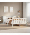 vidaXL Bookcase Bed without Mattress White 150x200 cm King Size Solid Wood Pine