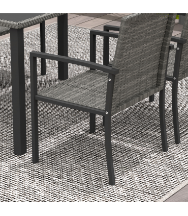 Outsunny 4 Seater Rattan Garden Furniture Set with Glass Tabletop - Grey