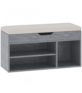 HOMCOM Sit-On Shoe Storage Unit w/ Hidden Compartment Handles Grey