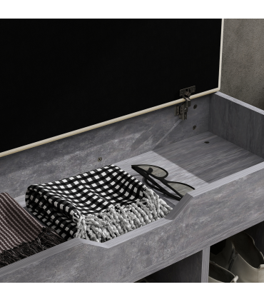 HOMCOM Sit-On Shoe Storage Unit w/ Hidden Compartment Handles Grey