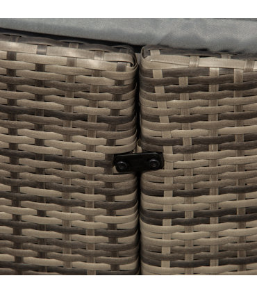 Outsunny 5 PCs Cushioned Outdoor Plastic Rattan Round Sofa Bed Table Set Grey