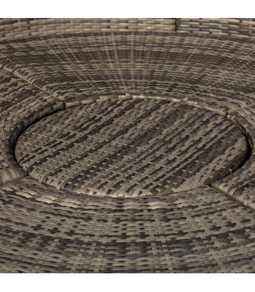 Outsunny 5 PCs Cushioned Outdoor Plastic Rattan Round Sofa Bed Table Set Grey