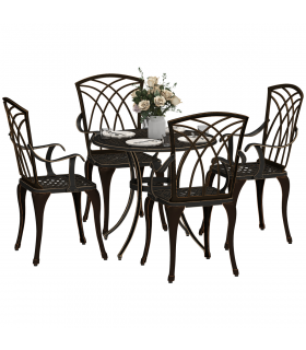 Outsunny 5 PCs Garden Dining Set, Garden Furniture Set, Bronze Tone