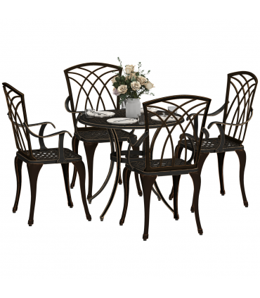 Outsunny 5 PCs Garden Dining Set, Garden Furniture Set, Bronze Tone