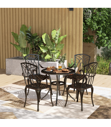 Outsunny 5 PCs Garden Dining Set, Garden Furniture Set, Bronze Tone