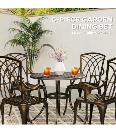 Outsunny 5 PCs Garden Dining Set, Garden Furniture Set, Bronze Tone