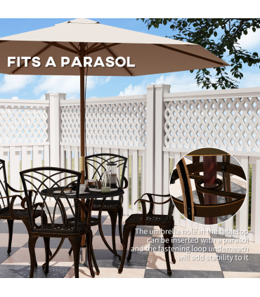 Outsunny 5 PCs Garden Dining Set, Garden Furniture Set, Bronze Tone