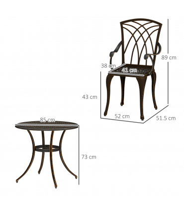 Outsunny 5 PCs Garden Dining Set, Garden Furniture Set, Bronze Tone