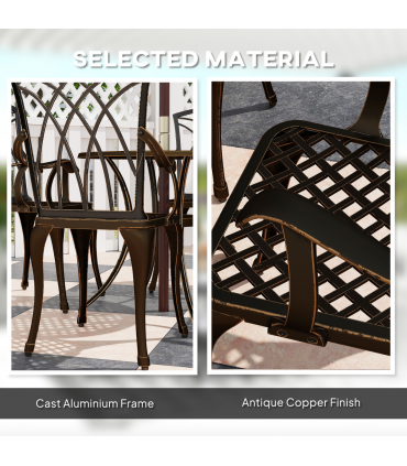 Outsunny 5 PCs Garden Dining Set, Garden Furniture Set, Bronze Tone