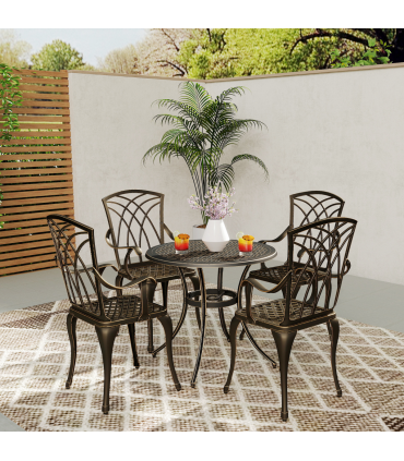 Outsunny 5 PCs Garden Dining Set, Garden Furniture Set, Bronze Tone