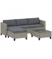 Outsunny 5 PCs Rattan Garden Furniture Set with Glass Coffee Table Dark Grey