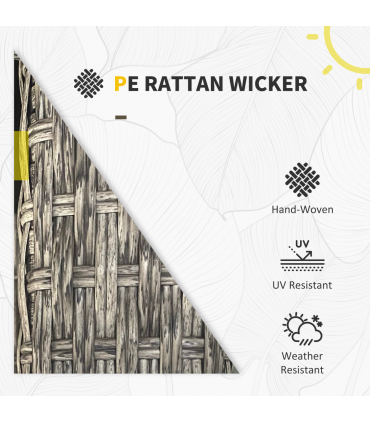 Outsunny 5 PCs Rattan Garden Furniture Set with Glass Coffee Table Dark Grey