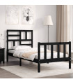 vidaXL Bed Frame with Headboard Black Small Single Solid Wood