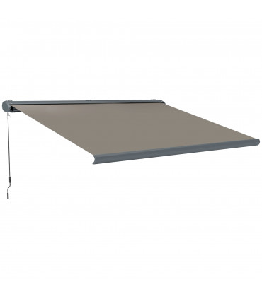 Outsunny 4x3(m) Full Cassette Electric Awning, Aluminium Frame, Light Grey
