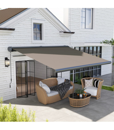 Outsunny 4x3(m) Full Cassette Electric Awning, Aluminium Frame, Light Grey