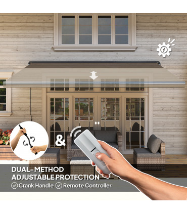 Outsunny 4x3(m) Full Cassette Electric Awning, Aluminium Frame, Light Grey