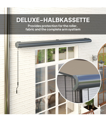 Outsunny 4x3(m) Full Cassette Electric Awning, Aluminium Frame, Light Grey
