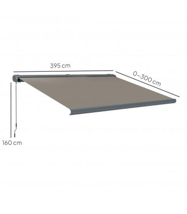 Outsunny 4x3(m) Full Cassette Electric Awning, Aluminium Frame, Light Grey