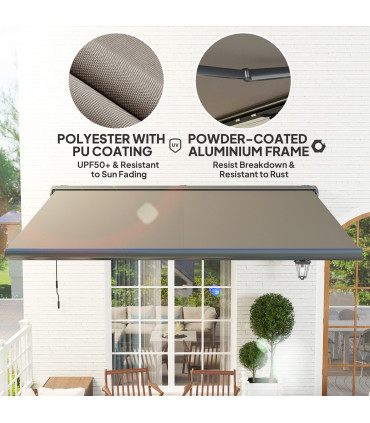Outsunny 4x3(m) Full Cassette Electric Awning, Aluminium Frame, Light Grey