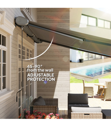 Outsunny 4x3(m) Full Cassette Electric Awning, Aluminium Frame, Light Grey