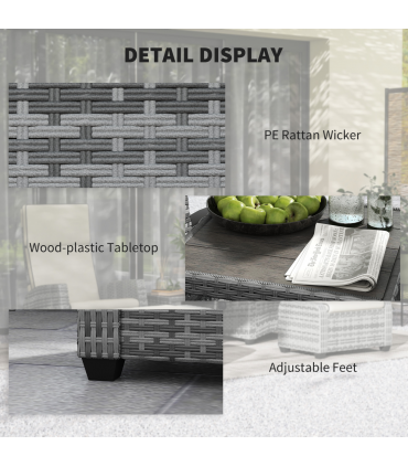 Outsunny 5 PCs Rattan Garden Furniture Set with Reclining Chairs, Grey