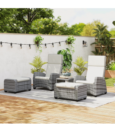 Outsunny 5 PCs Rattan Garden Furniture Set with Reclining Chairs, Grey
