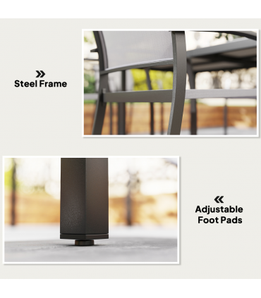 Outsunny 5 Piece Garden Furniture Set with 4 Stackable Armchairs, Grey