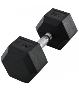 17.5KG Single Rubber Hex Dumbbell Portable Hand Weights Home Gym HOMCOM