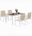 Outsunny 5 Piece Garden Table and Chairs with Tempered Glass Table Top