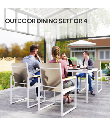 Outsunny 5 Piece Garden Table and Chairs with Tempered Glass Table Top