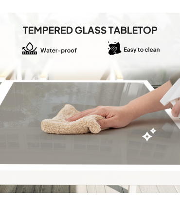 Outsunny 5 Piece Garden Table and Chairs with Tempered Glass Table Top