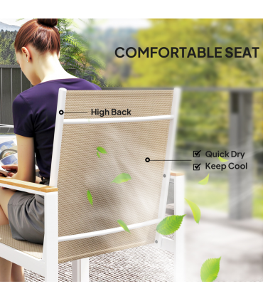 Outsunny 5 Piece Garden Table and Chairs with Tempered Glass Table Top