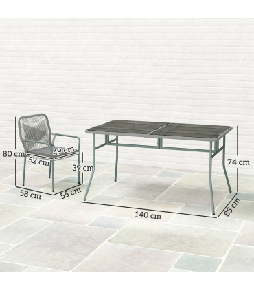 Outsunny 5 Piece PE Rattan Garden Dining Set with Cushions, Light Grey