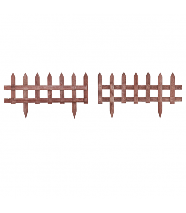 Outsunny Pack of 12 Wooden Plant Border Fence Garden Fixed Picket Fence Brown