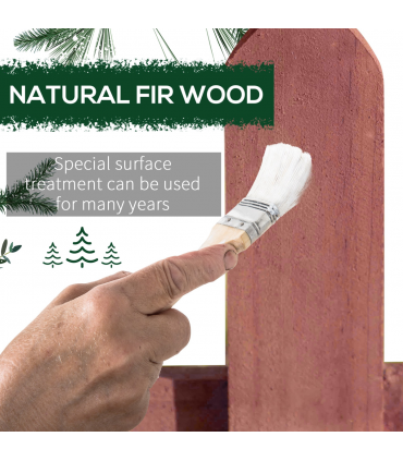 Outsunny Pack of 12 Wooden Plant Border Fence Garden Fixed Picket Fence Brown