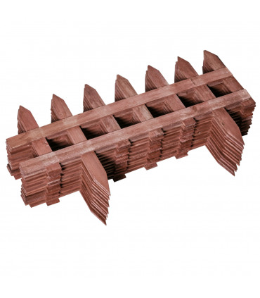 Outsunny Pack of 12 Wooden Plant Border Fence Garden Fixed Picket Fence Brown